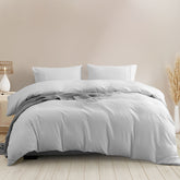 Royal Comfort Striped Flax Linen Blend Quilt Cover Set Soft Touch Bedding - Queen - Grey